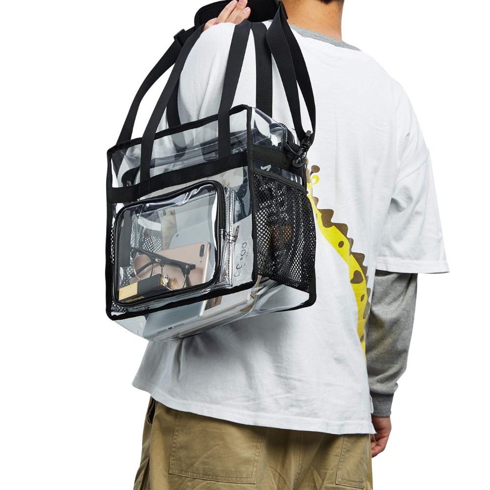 Heavy Equipment Bucket - กระเป๋าโท้ทใส ทนทานพิเศษ ทำจากพลาสติกใส สะพายข้าง มีช่องซิป ผ่านการตรวจรักษาความปลอดภัยในสนามกีฬาได้รวดเร็ว